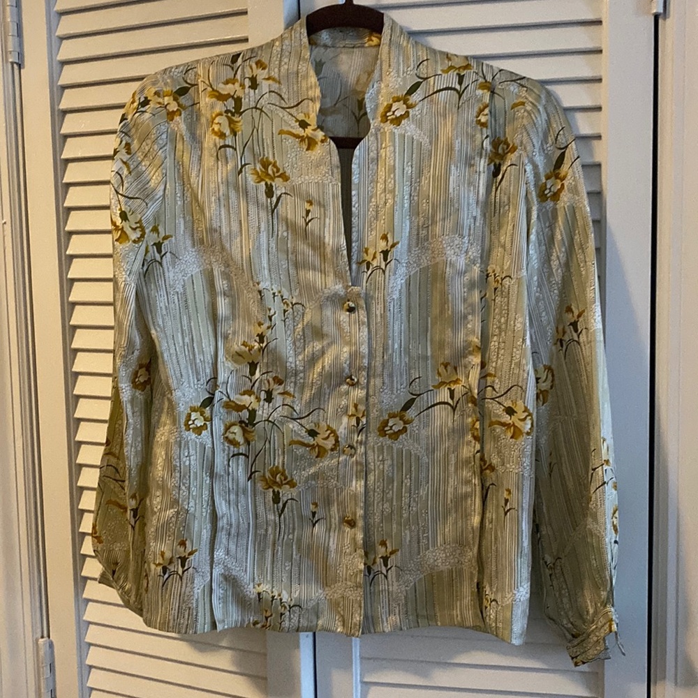 Custom made silk blouse, sz M